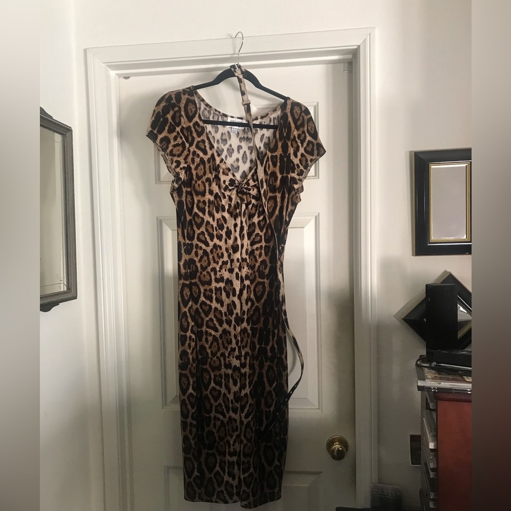 Unique Vintage leopard print wiggle dress sizeXL/14